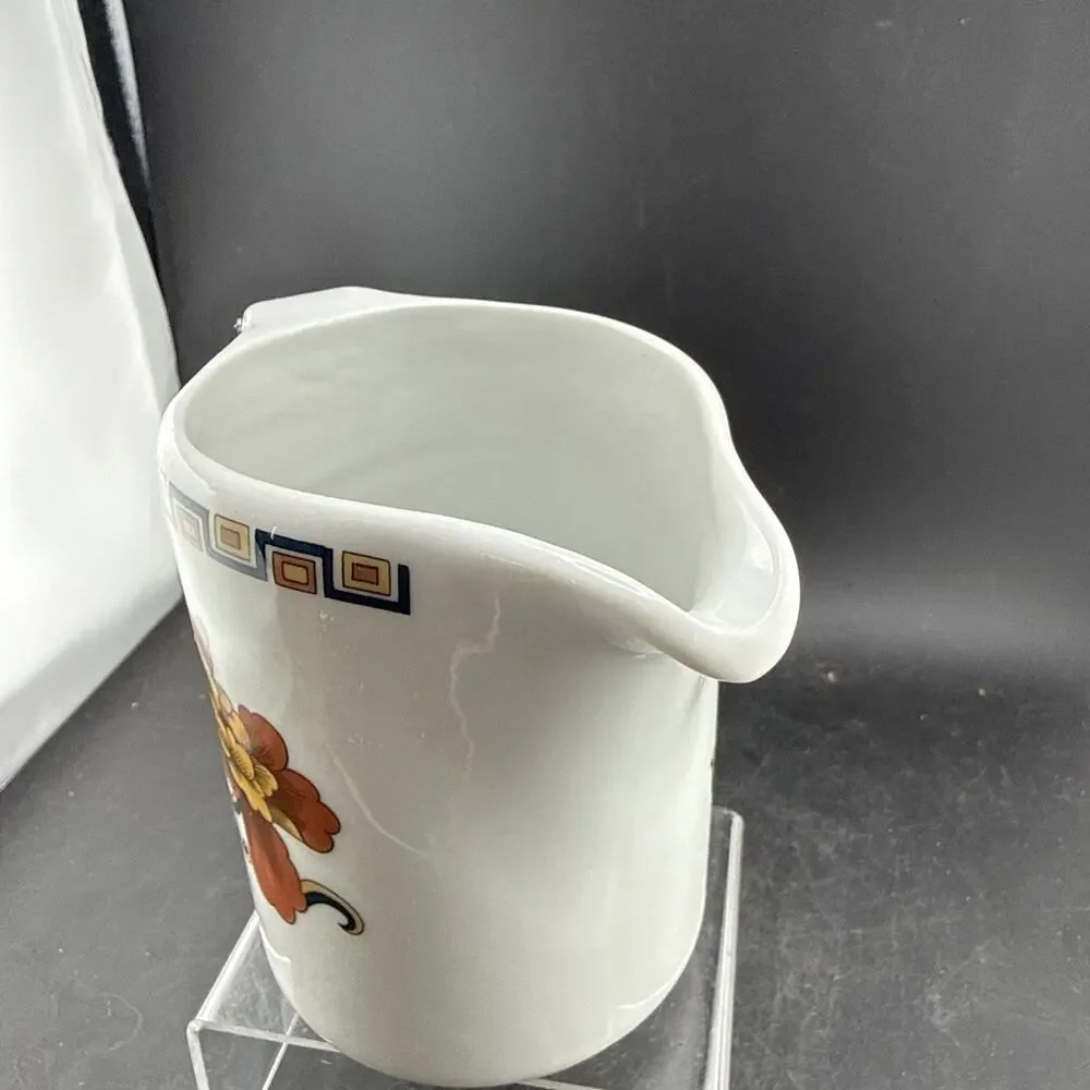 Vintage Sarreguemines Syracuse Creamer Pitcher 1970s French Art Pottery Flower
